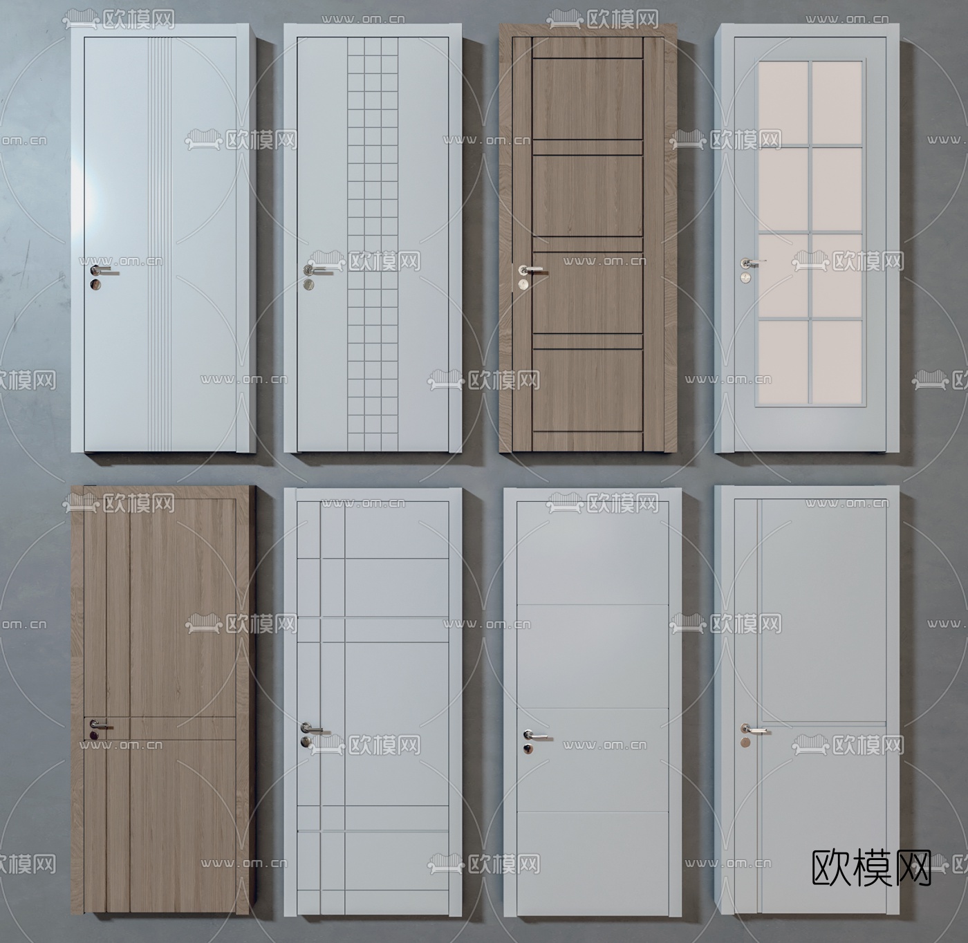 现代单开门厨卫门3d模型
