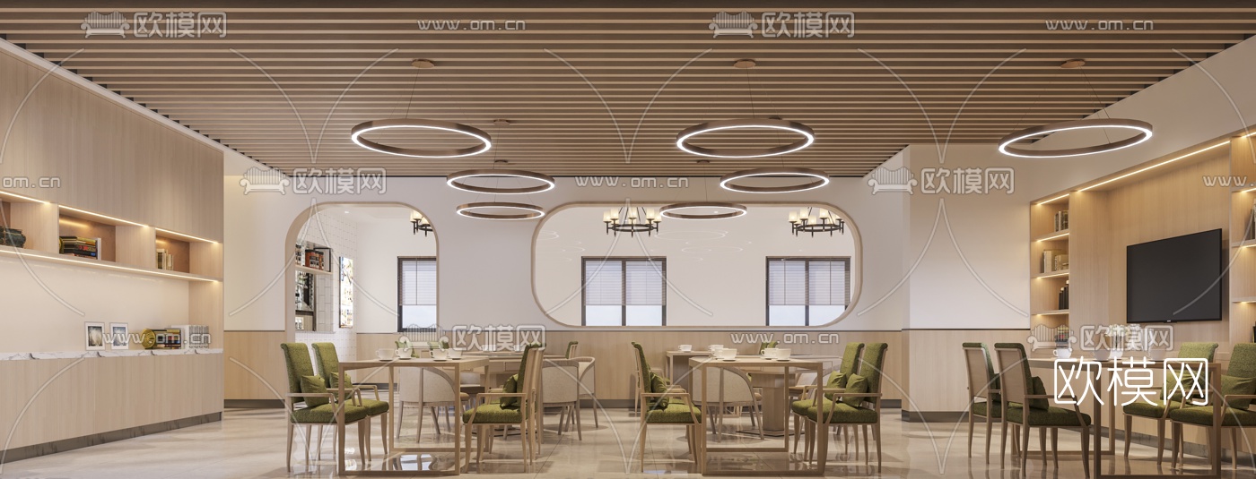 现代办公活动中心免费3d模型下载（渲染图2）