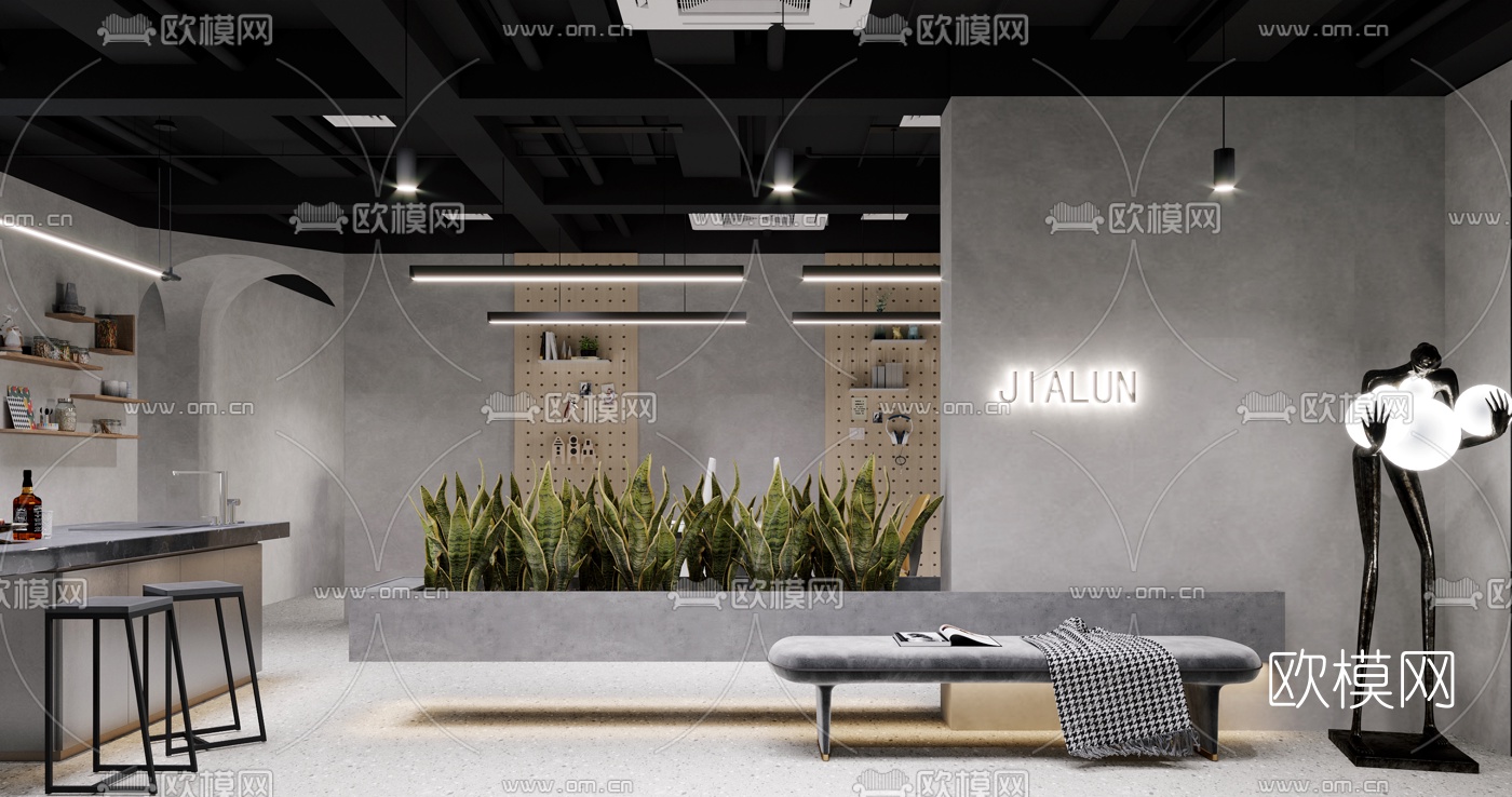 工业风办公室茶水间3d模型