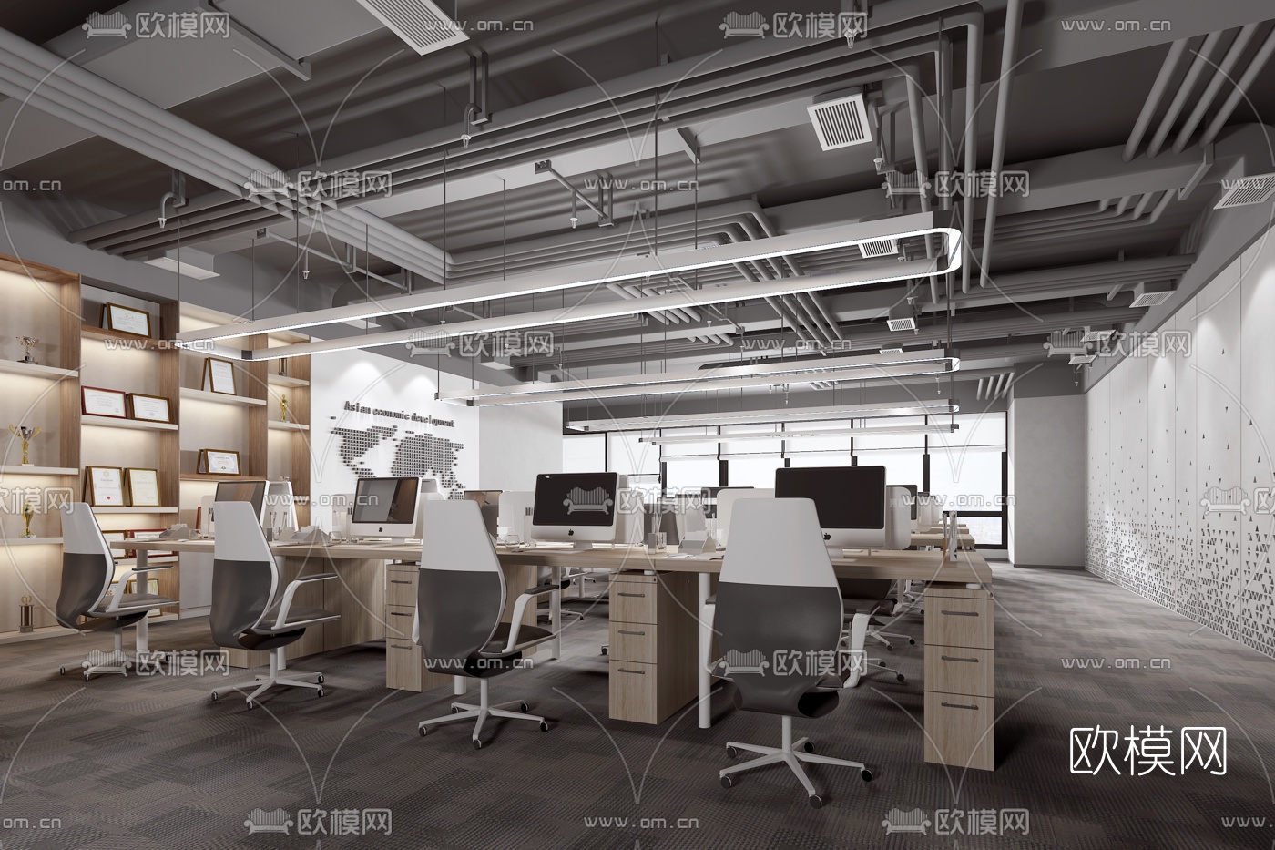 现代办公室办公区3d模型