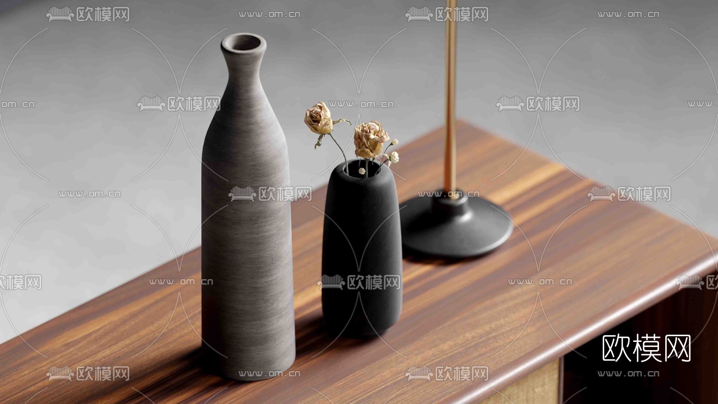 现代木质边柜3d模型