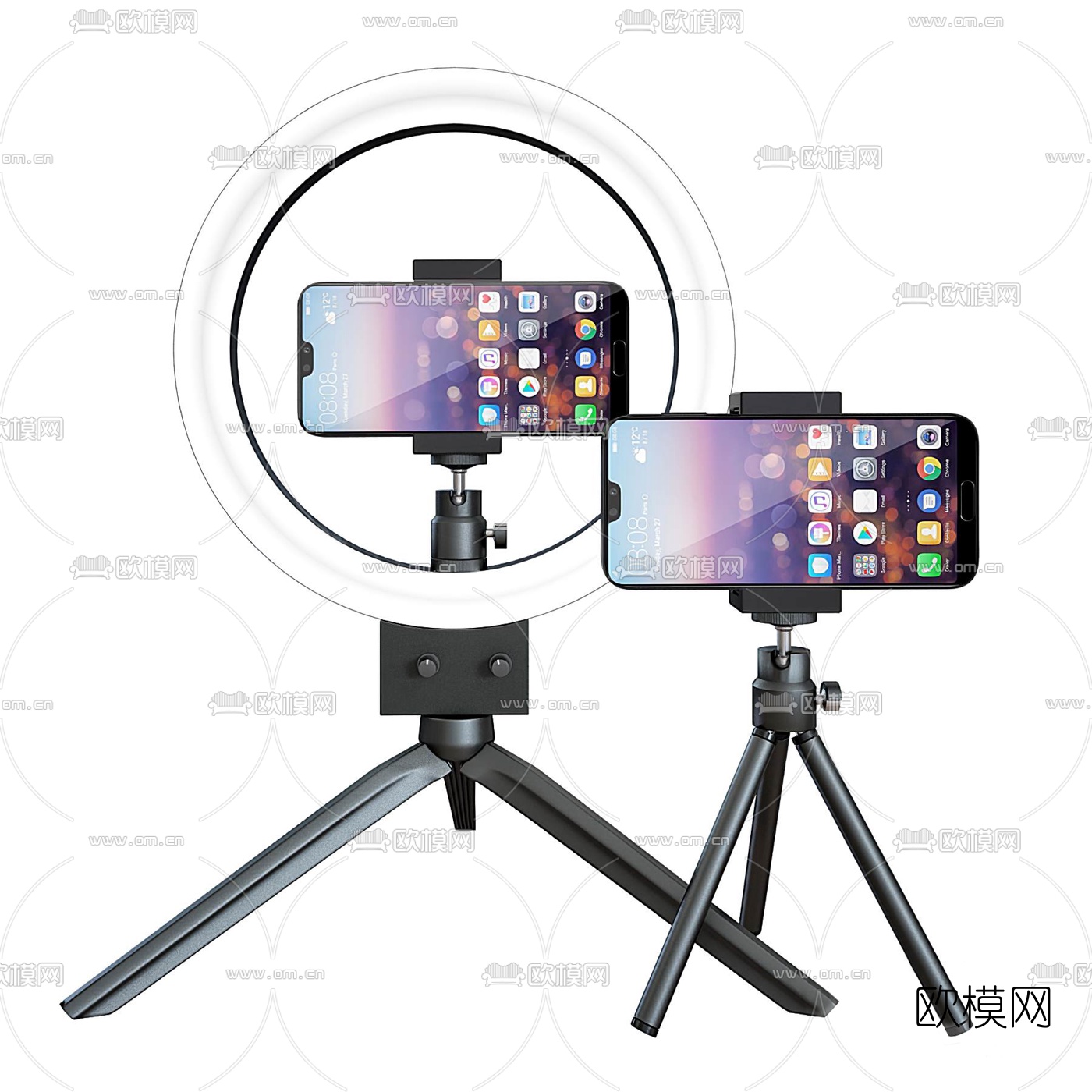 现代手机直播架补光灯3d模型下载（渲染图2）