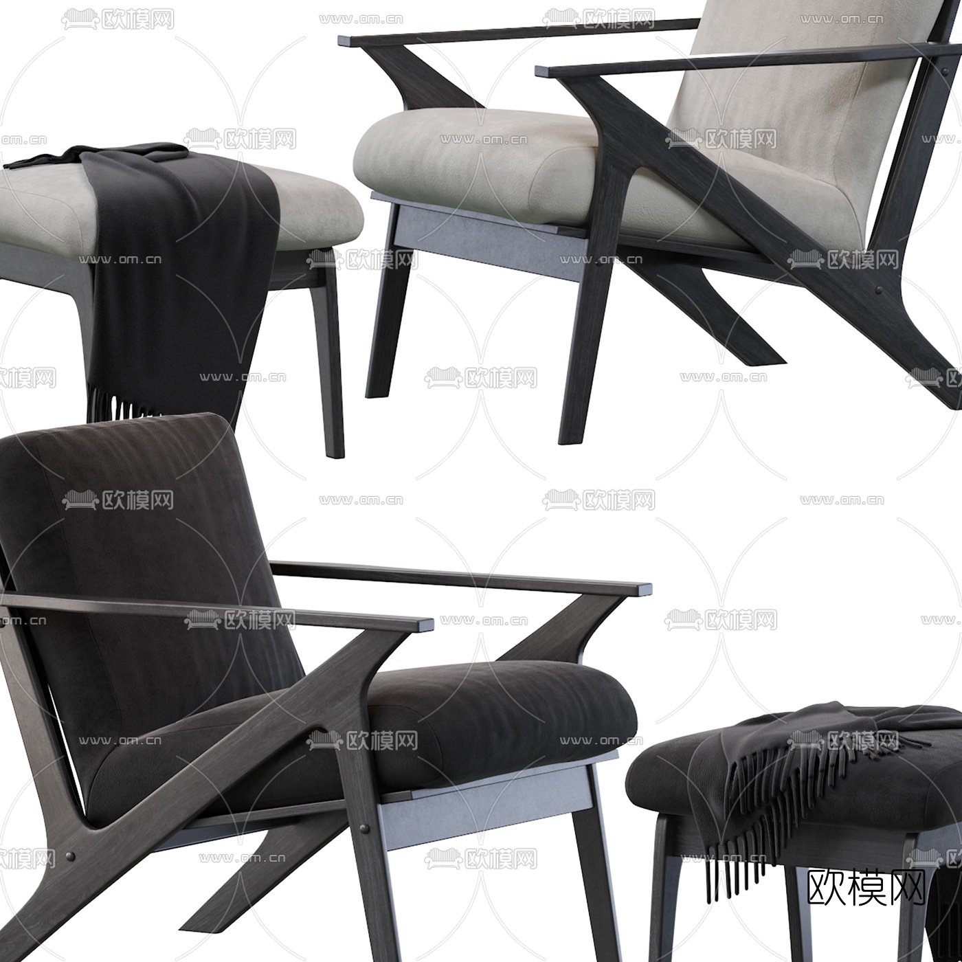 现代布艺休闲椅3d模型下载_ID10601935_3dmax免费模型-欧模网
