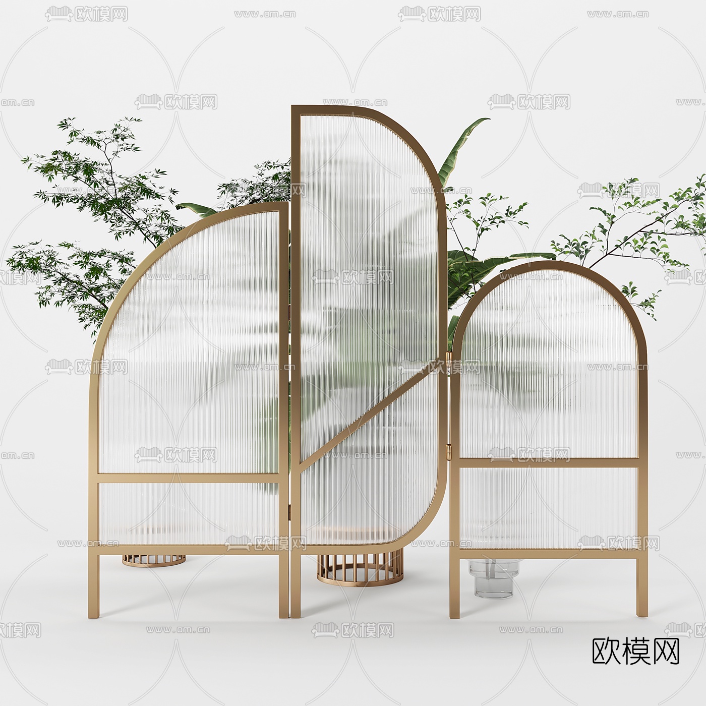 现代玻璃屏风隔断3d模型下载