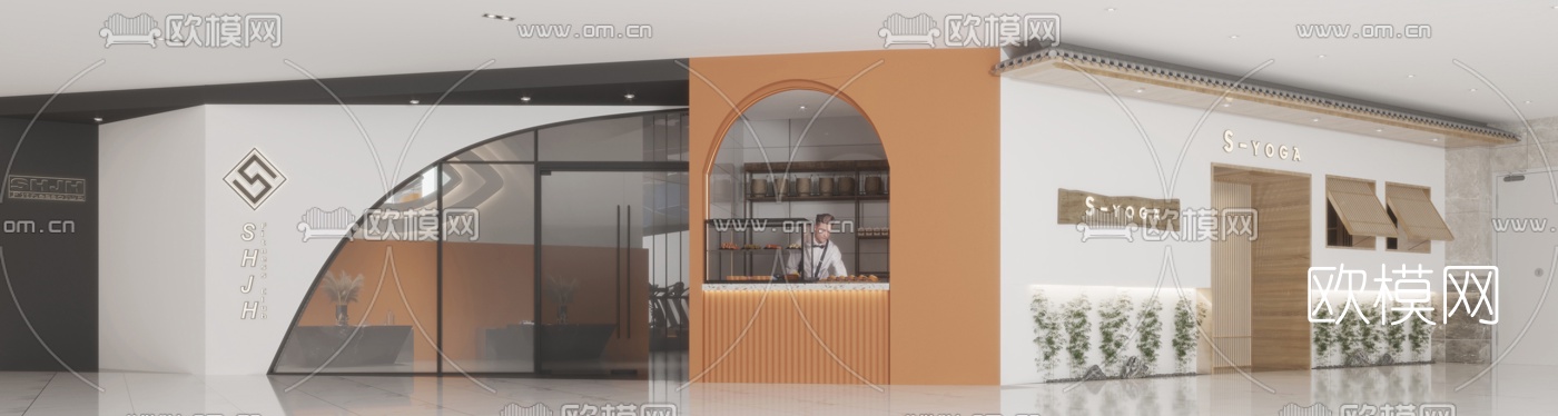 现代健身房门面3d模型下载（渲染图2）