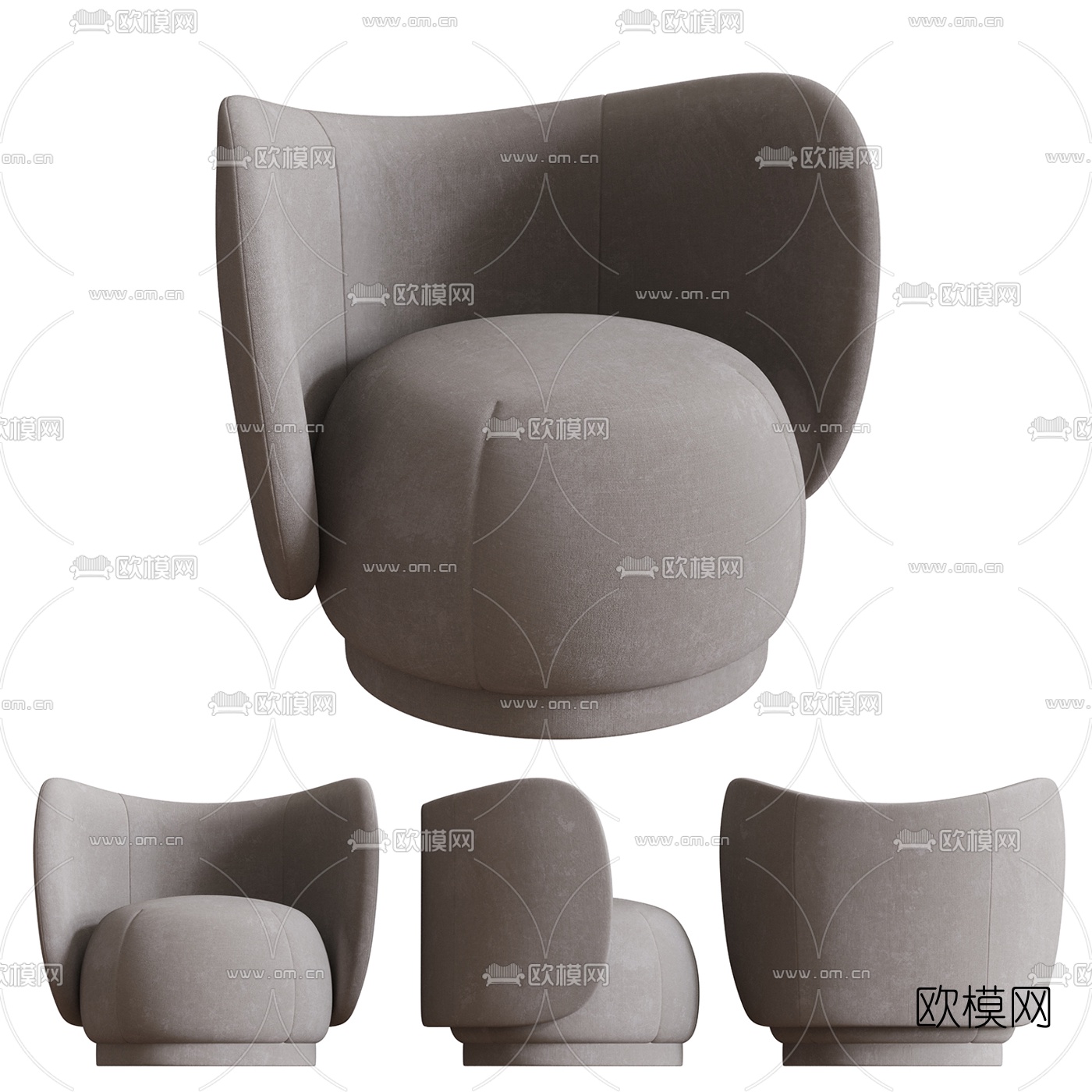 现代布艺休闲沙发3d模型下载（渲染图2）