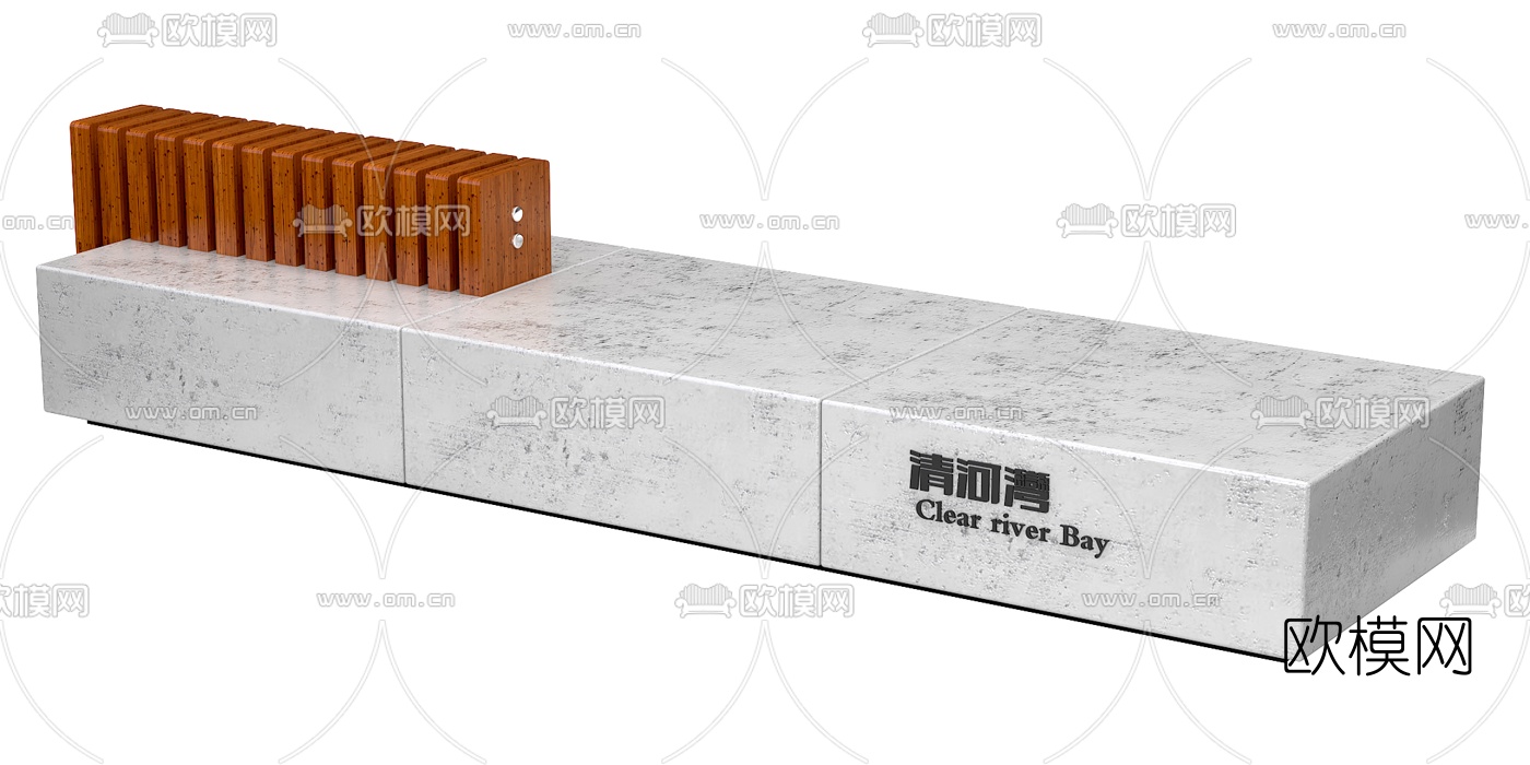 现代户外长凳3d模型下载（渲染图4）