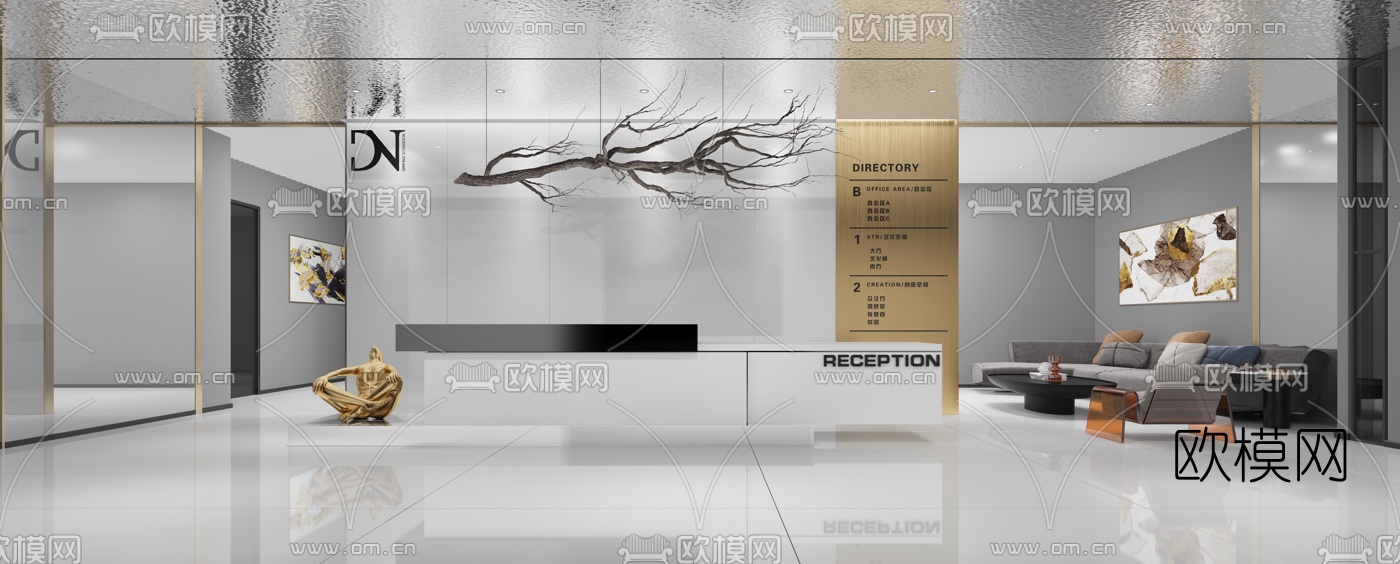 现代大堂前台接待台3d模型