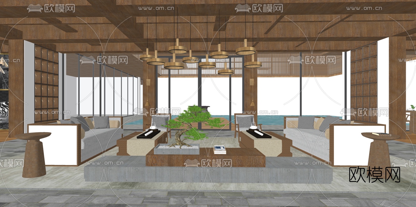 中式中餐厅su模型