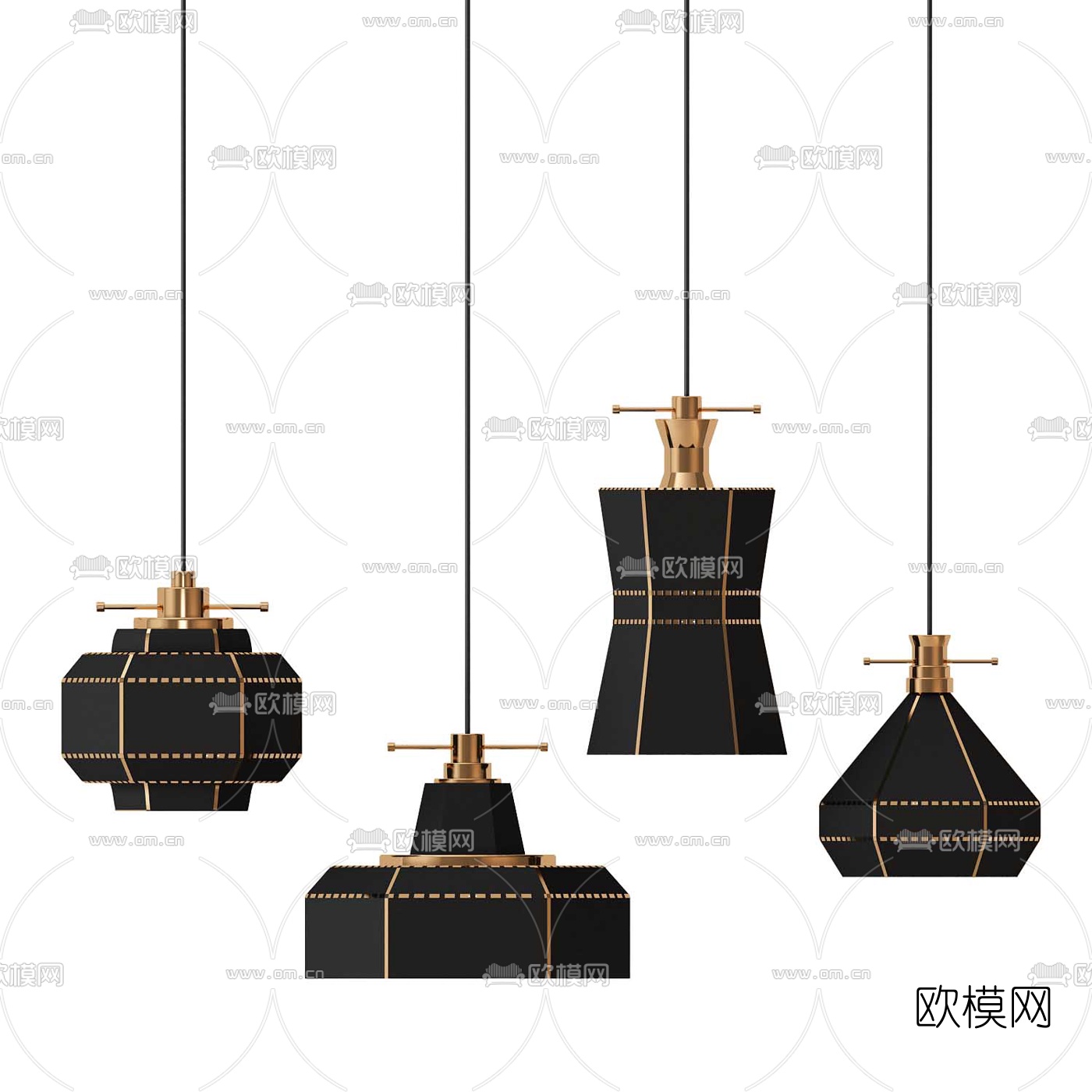 现代金属吊灯3d模型下载