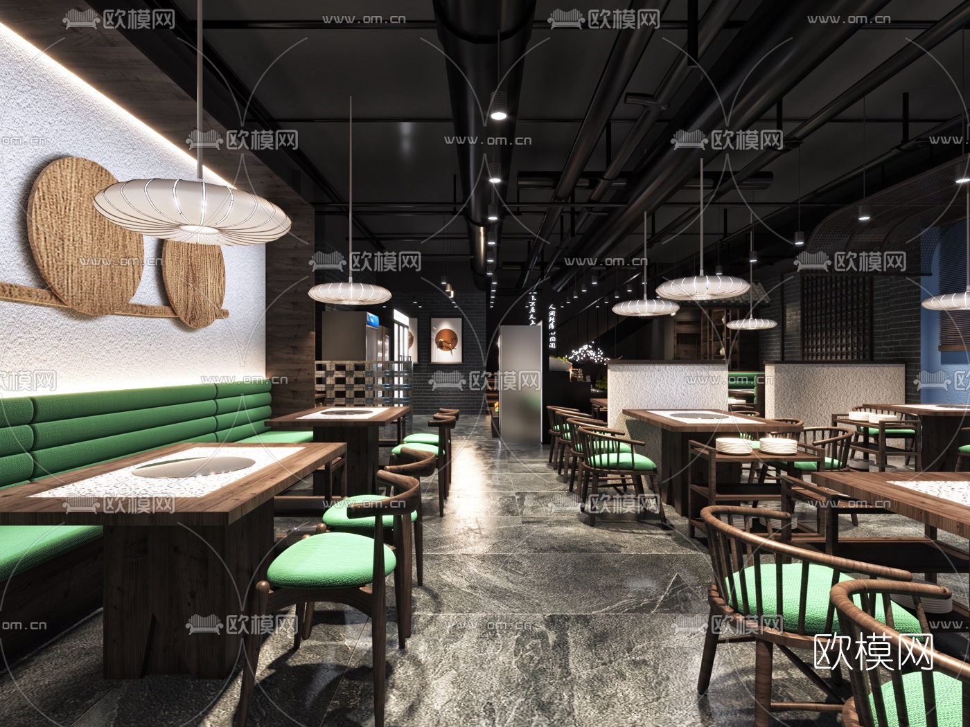 工业风火锅店3d模型