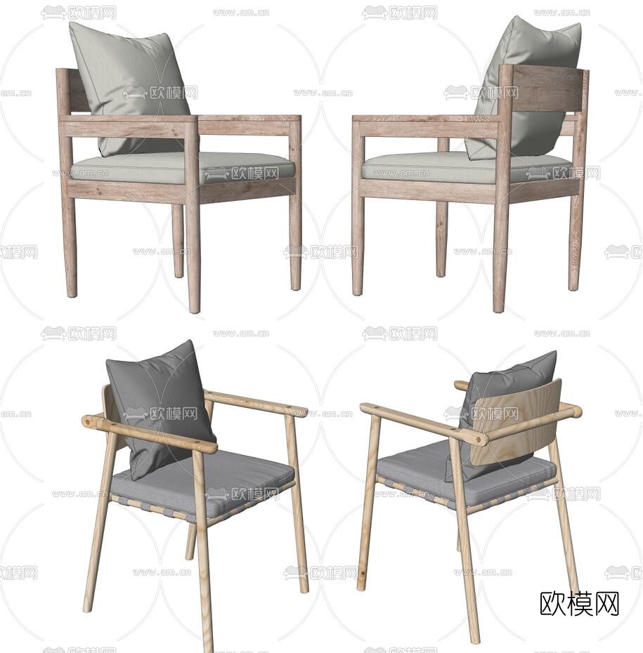 现代布艺餐椅su模型