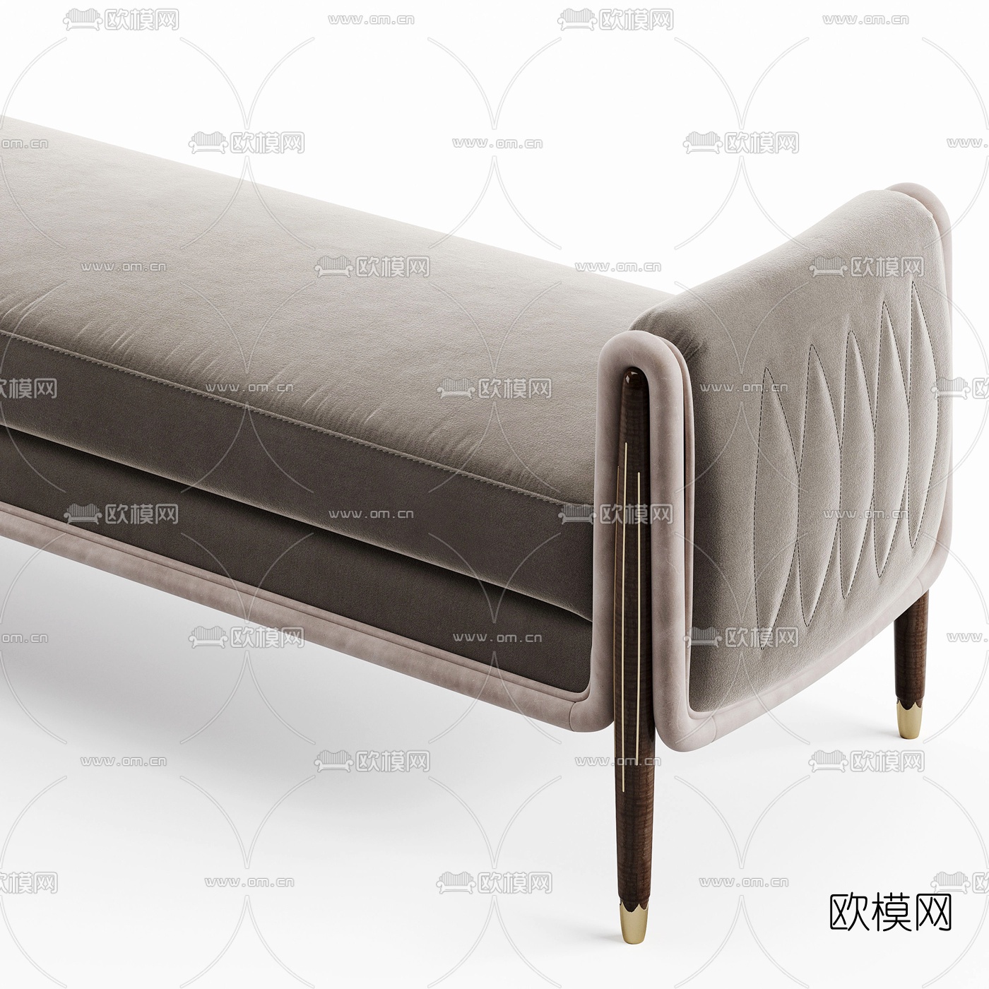 现代布艺床尾凳沙发凳3d模型下载（渲染图3）