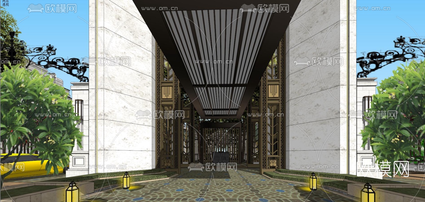 新古典小区住宅园林景观su模型下载（渲染图6）