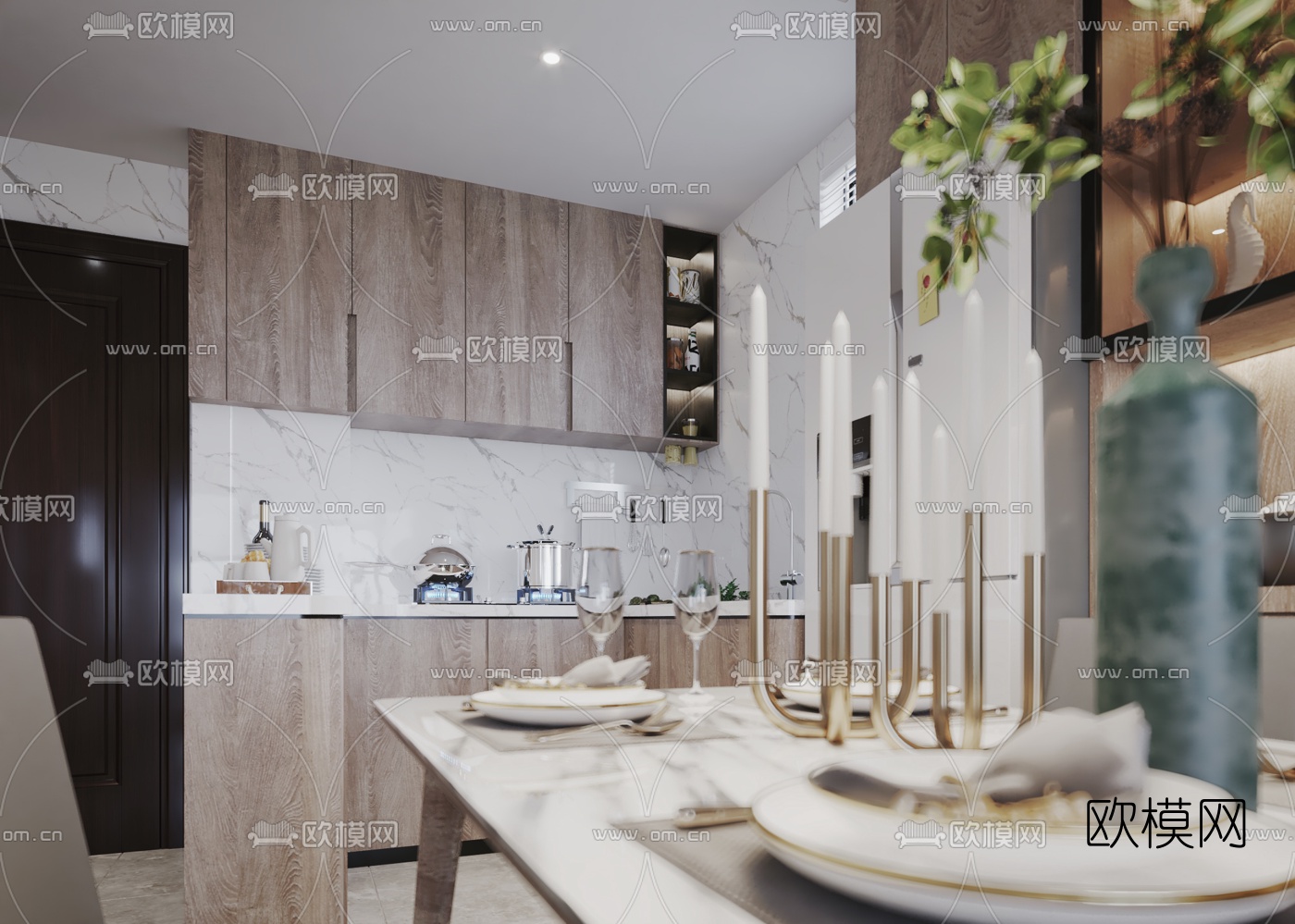 北欧公寓客厅餐厅3d模型下载（渲染图3）