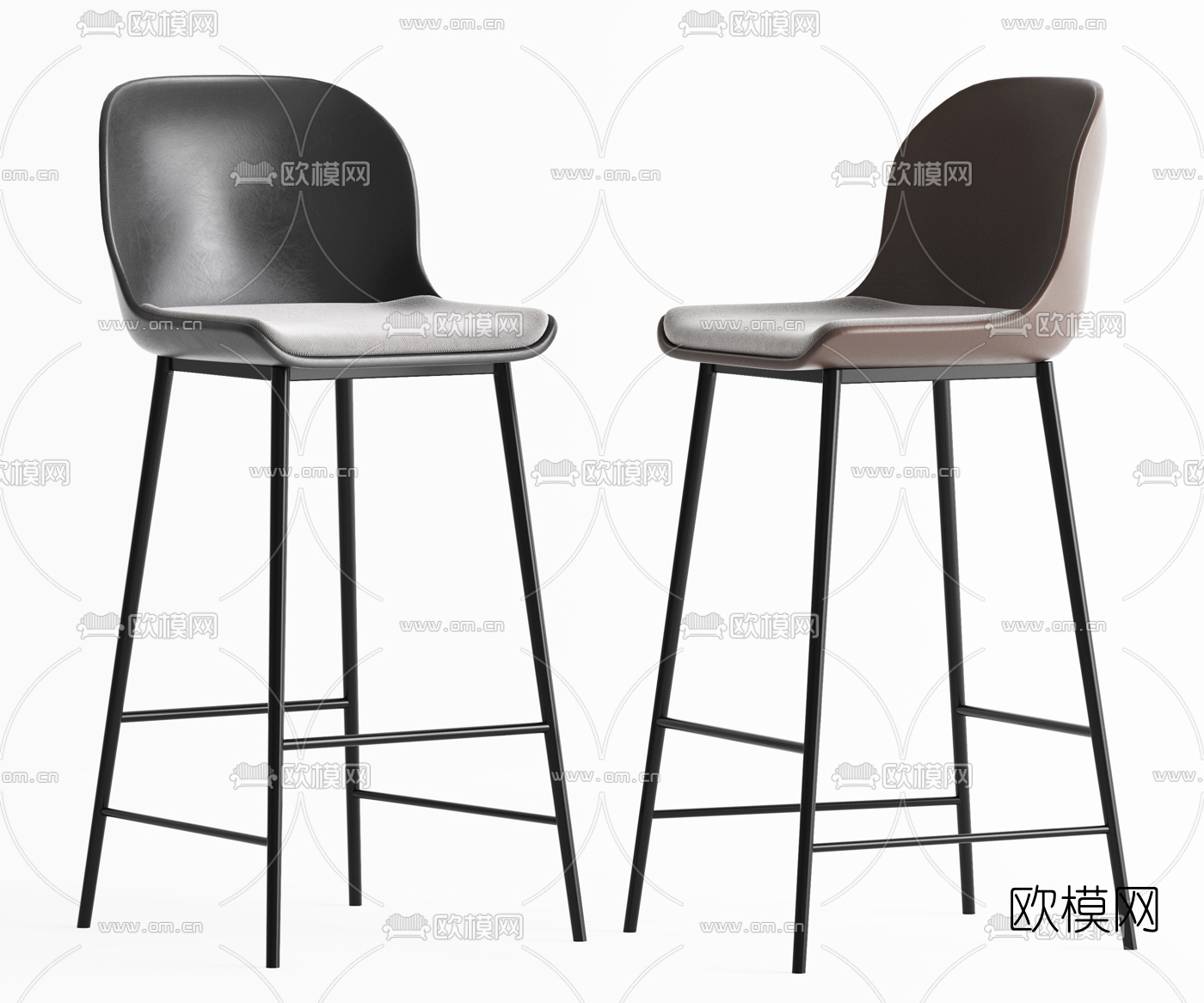 现代皮革吧台椅3d模型