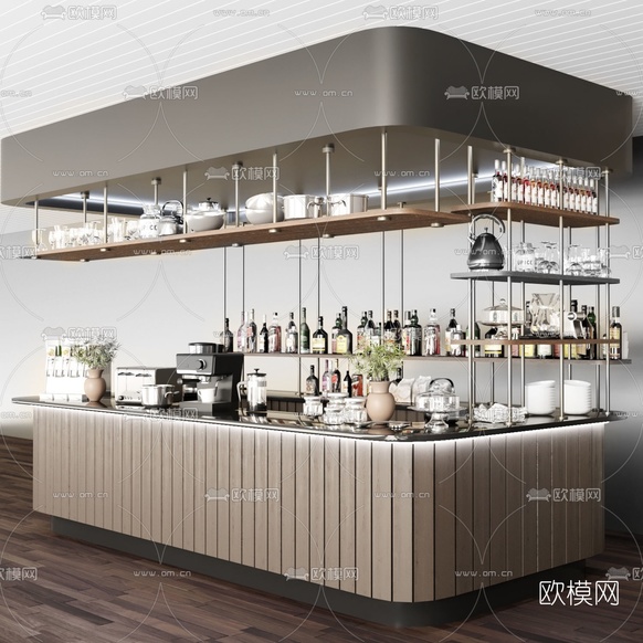現(xiàn)代自助餐廳取餐臺3d模型下載(渲染圖1)