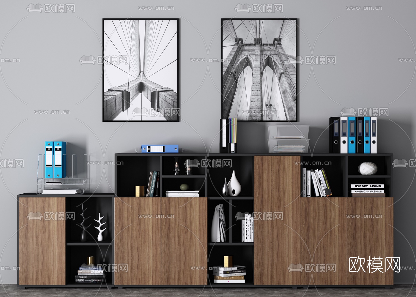 现代文件柜装饰柜3d模型下载