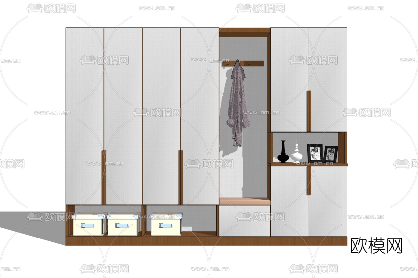 简欧玄关多功能衣柜免费su模型下载