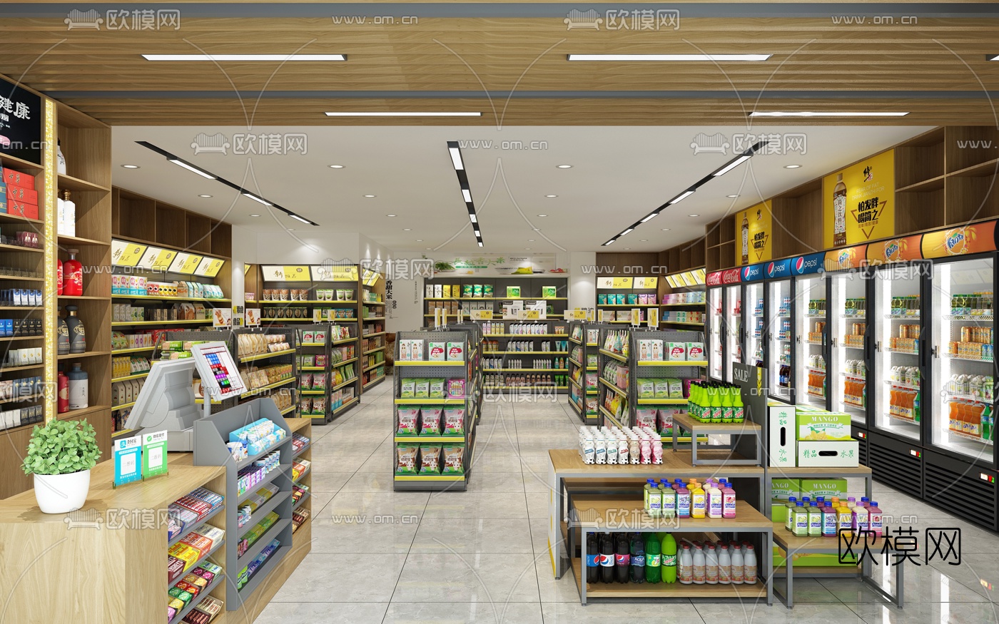 现代超市便利店3d模型下载（渲染图1）