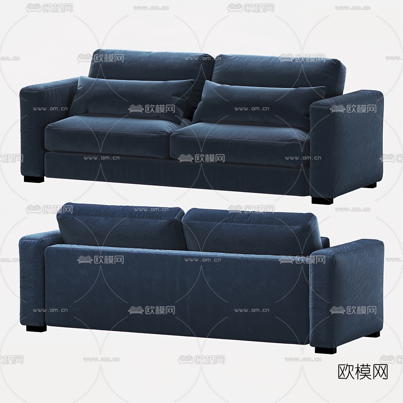 现代布艺双人沙发3d模型下载