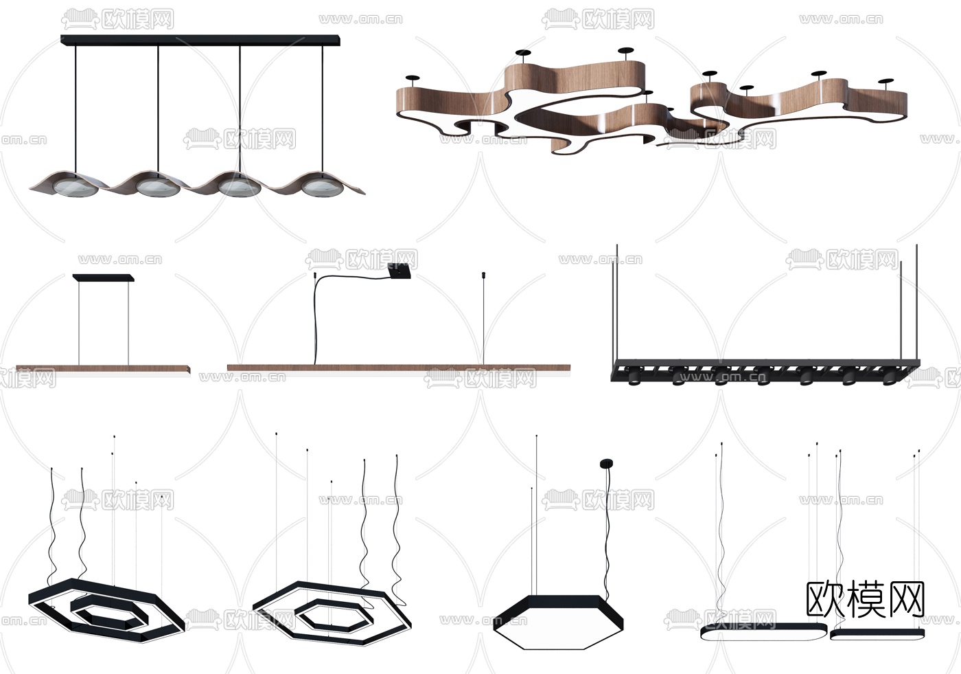 现代创意办公吊灯3d模型下载
