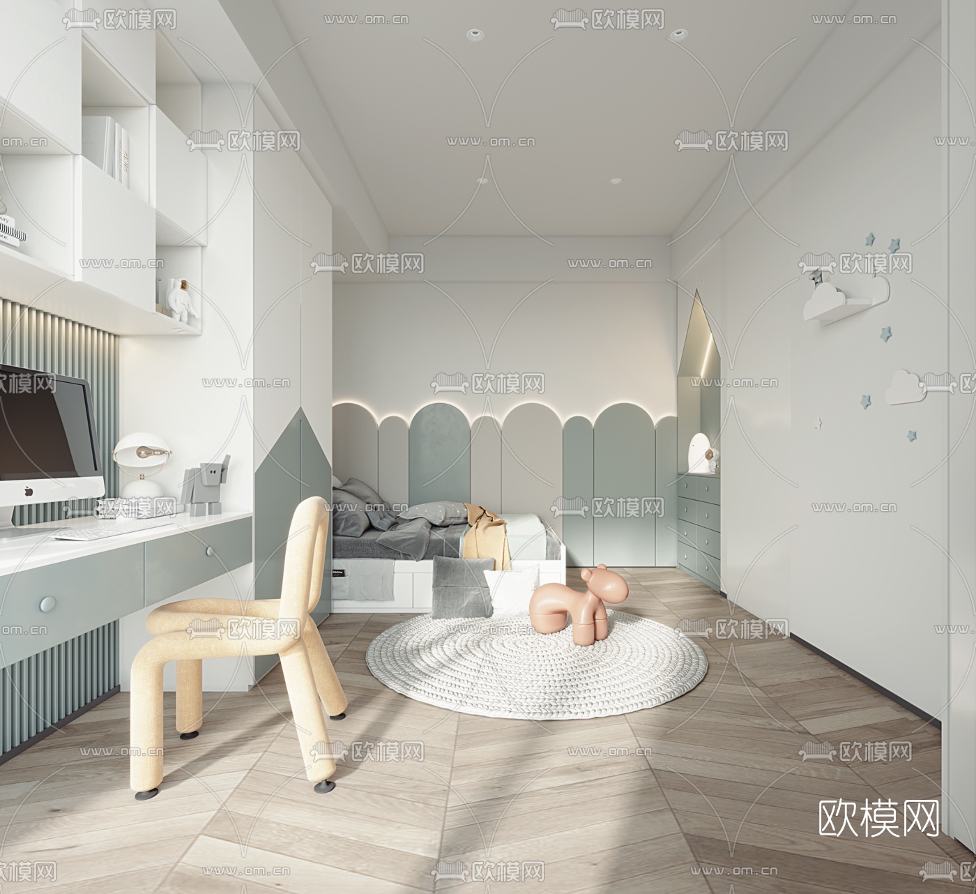 北欧儿童房3d模型
