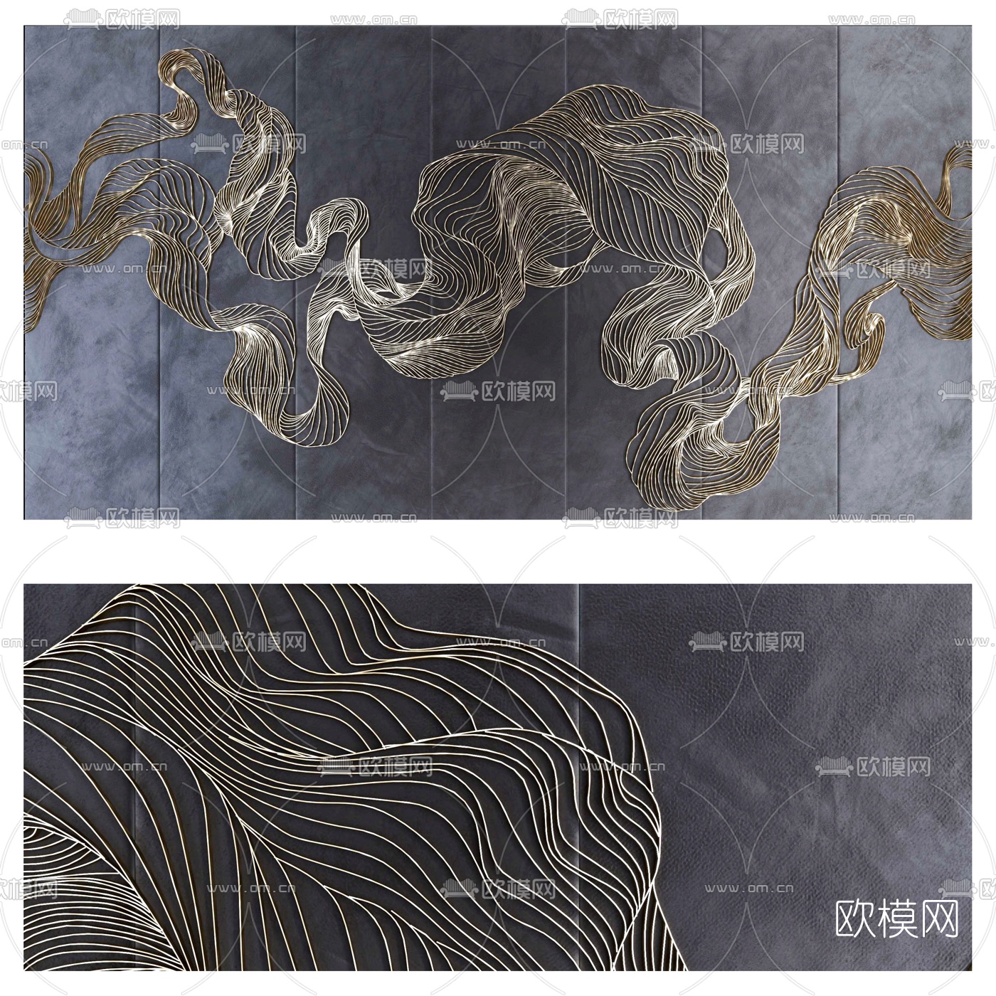 现代硬包背景墙饰3d模型