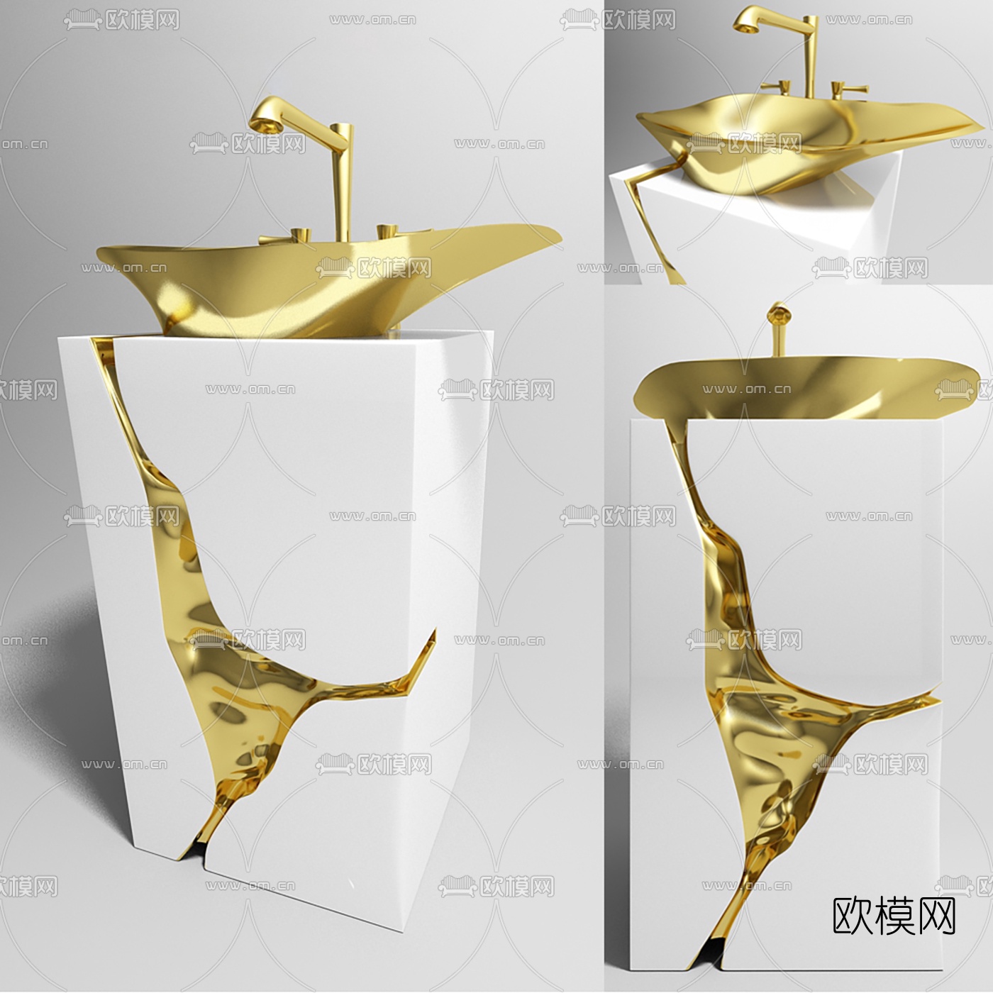 现代轻奢洗手台台盆3d模型