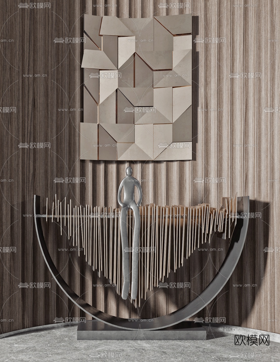 后现代玄关端景条案3d模型