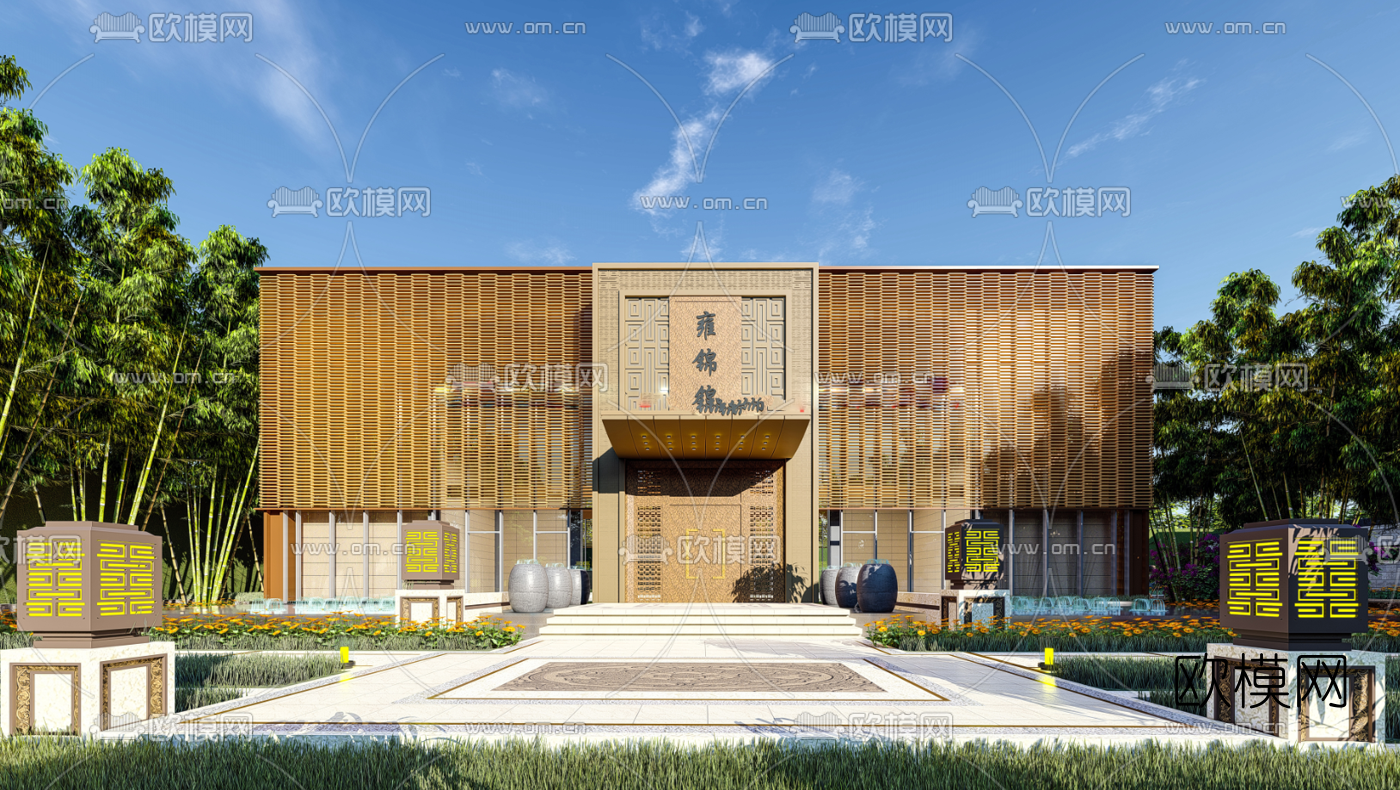 现代售楼处外观su模型