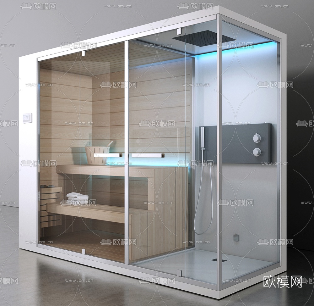 现代桑拿房浴室3d模型下载（渲染图2）