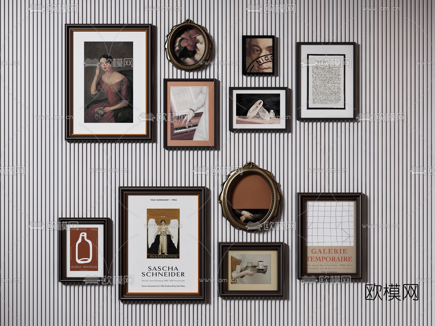 美式艺术装饰挂画3d模型下载