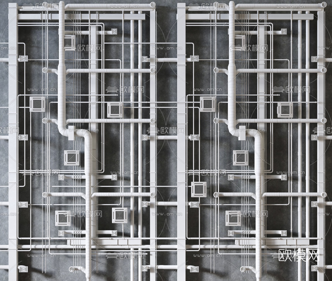 现代空调通风管3d模型下载