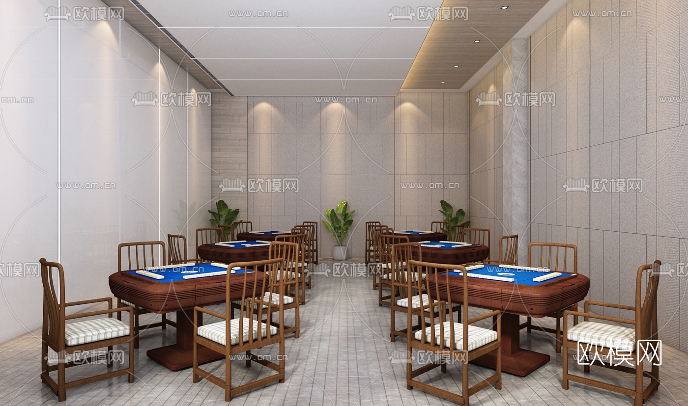 现代泳池麻将室休闲会馆3d模型下载（渲染图6）