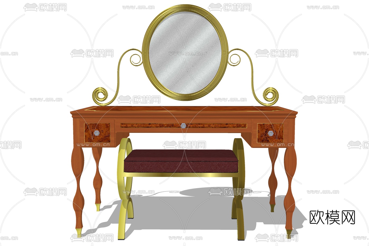 欧式梳妆台su模型下载