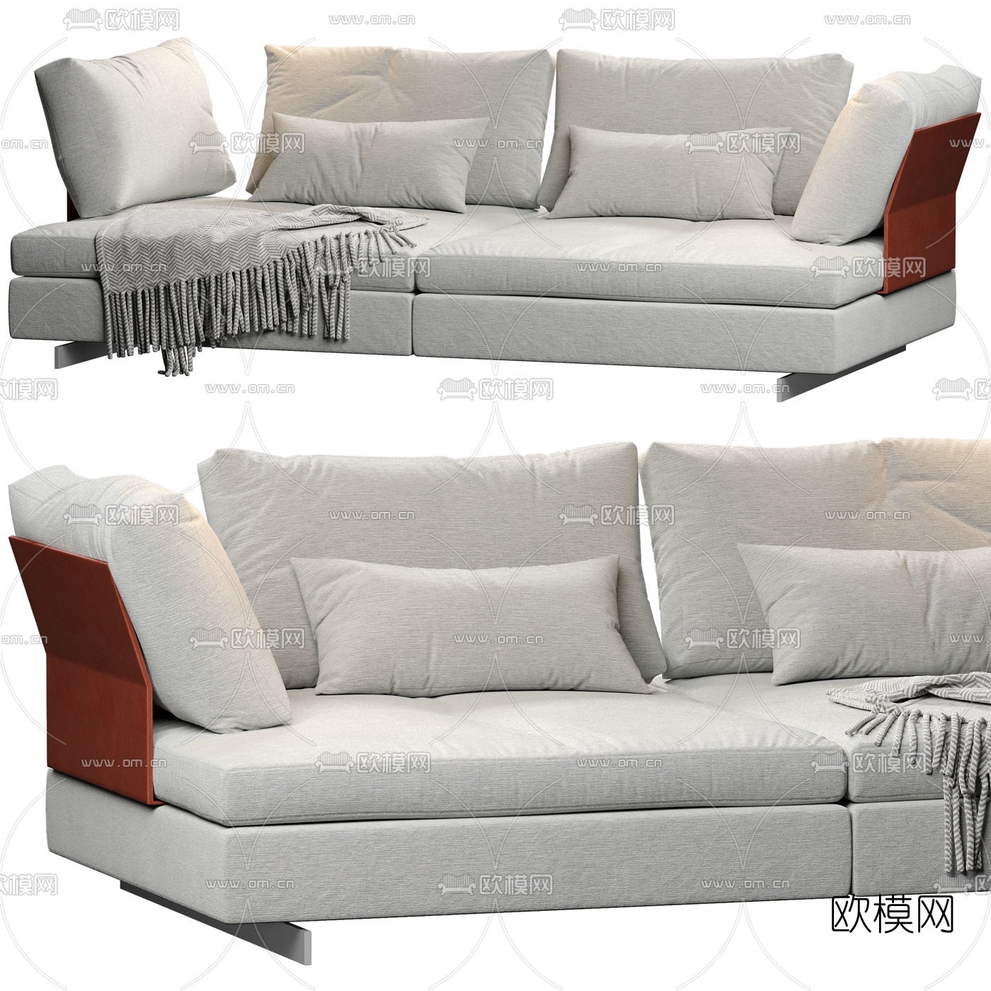 Bonaldo 现代布艺双人沙发3d模型下载（渲染图2）