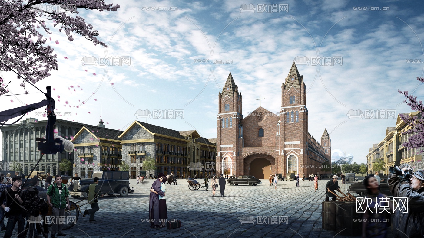 民国风商业街3d模型下载
