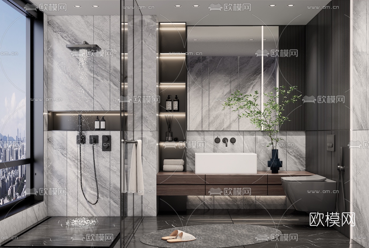 现代卫生间浴室su模型