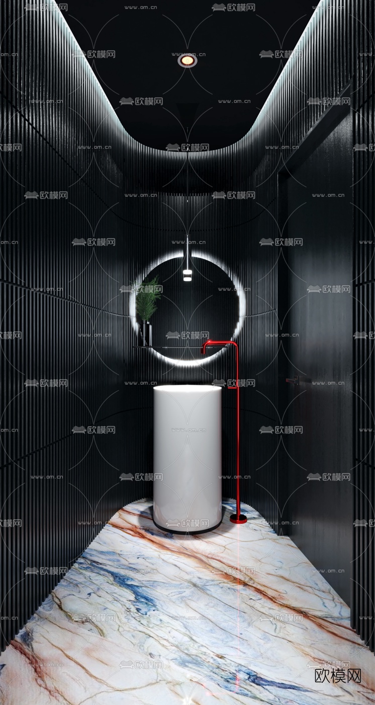 现代卫生间立柱洗手台盆3d模型