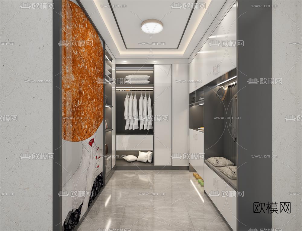 现代衣帽间免费3d模型下载