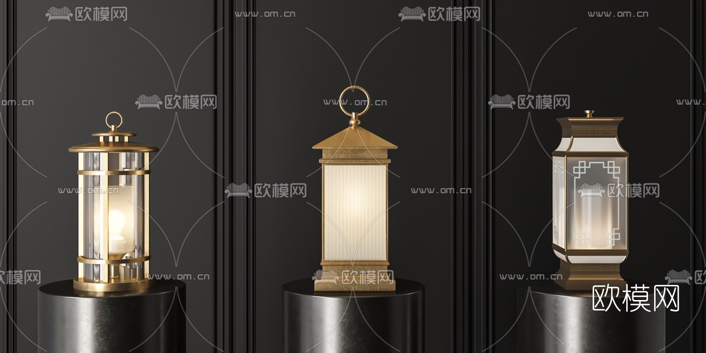 新中式户外灯景观灯3d模型下载（渲染图3）