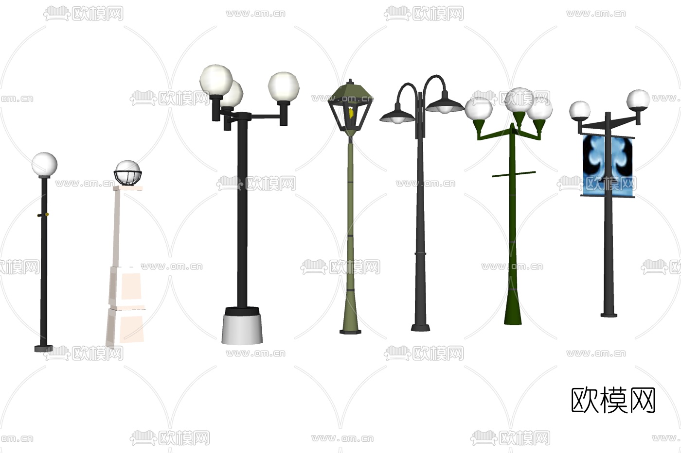 现代路灯su模型下载