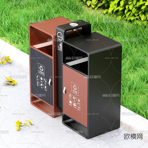 现代户外垃圾桶3d模型下载(渲染图3)