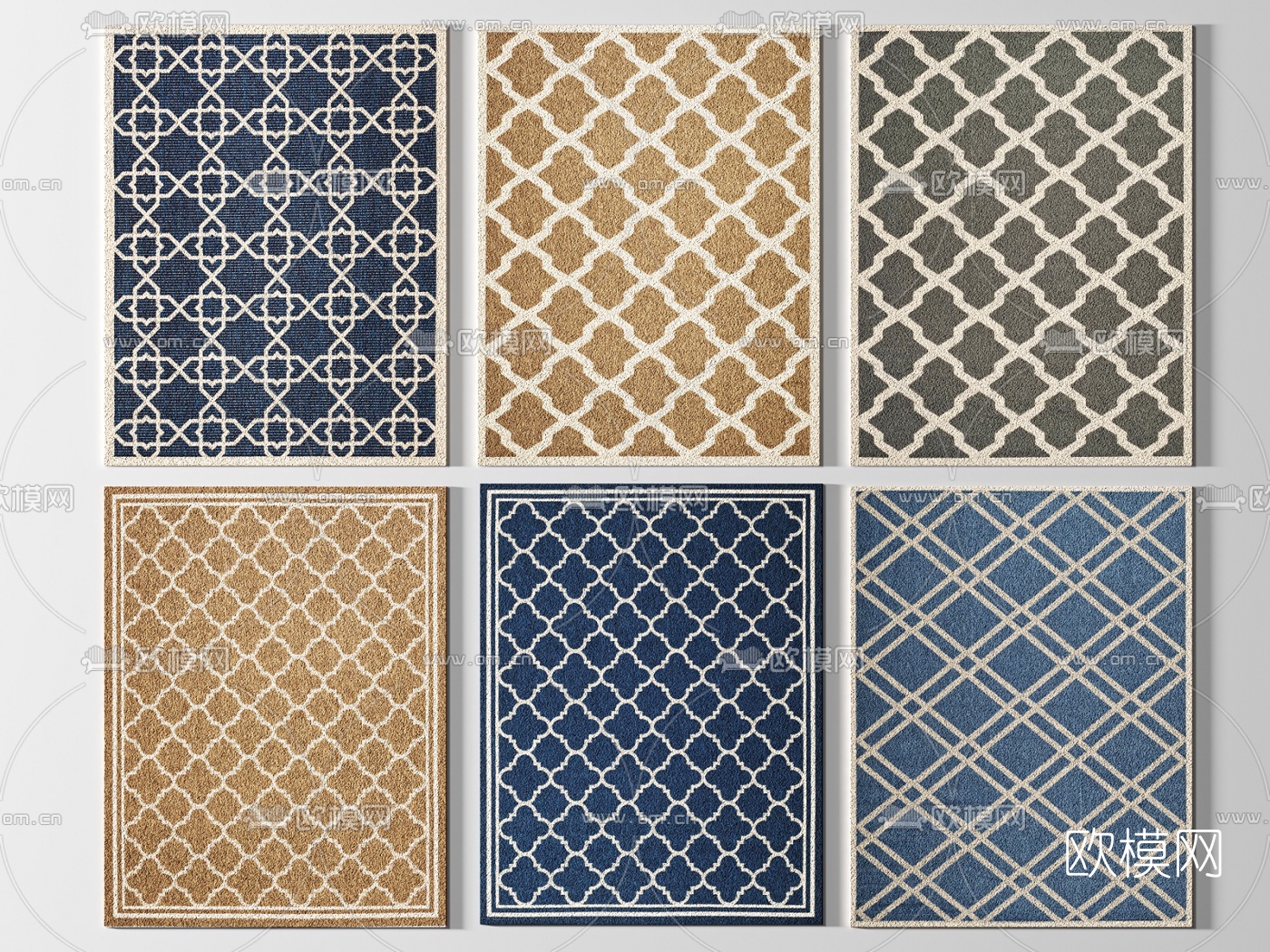 美式布艺地毯3d模型下载