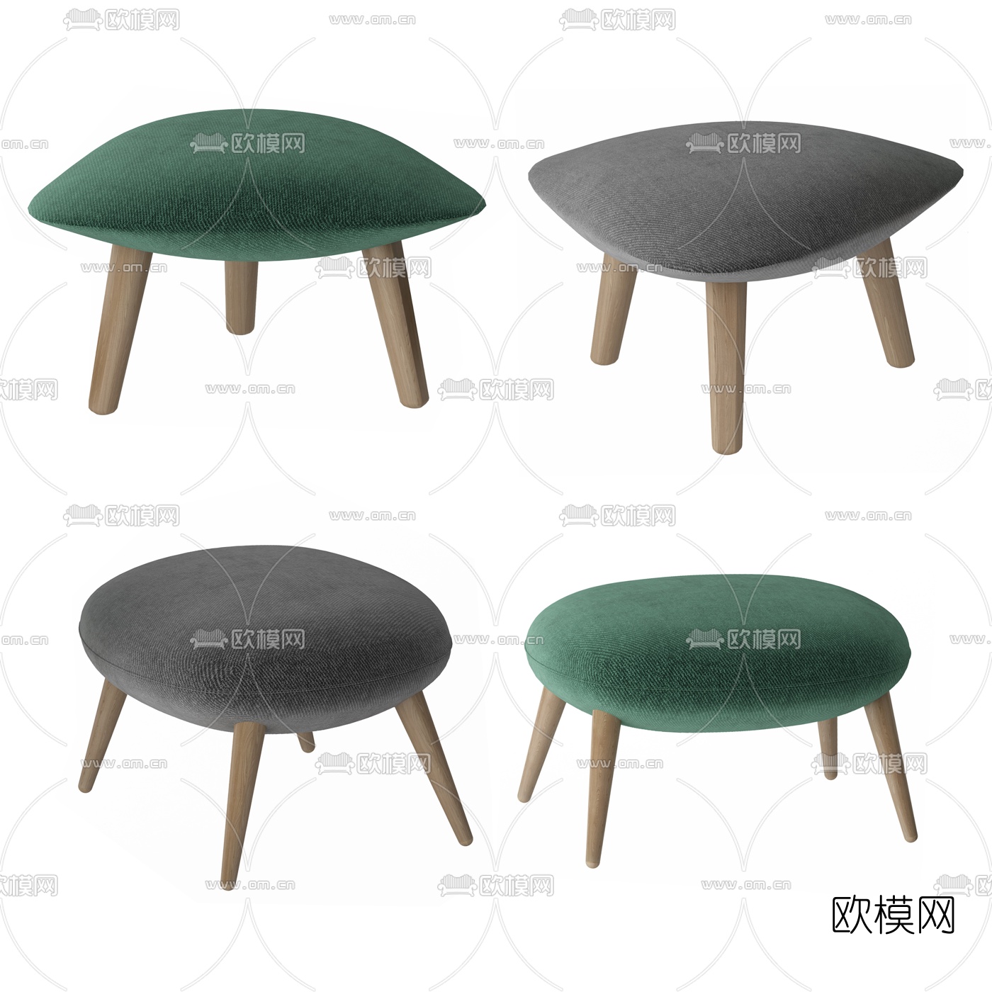 北欧布艺凳子3d模型下载