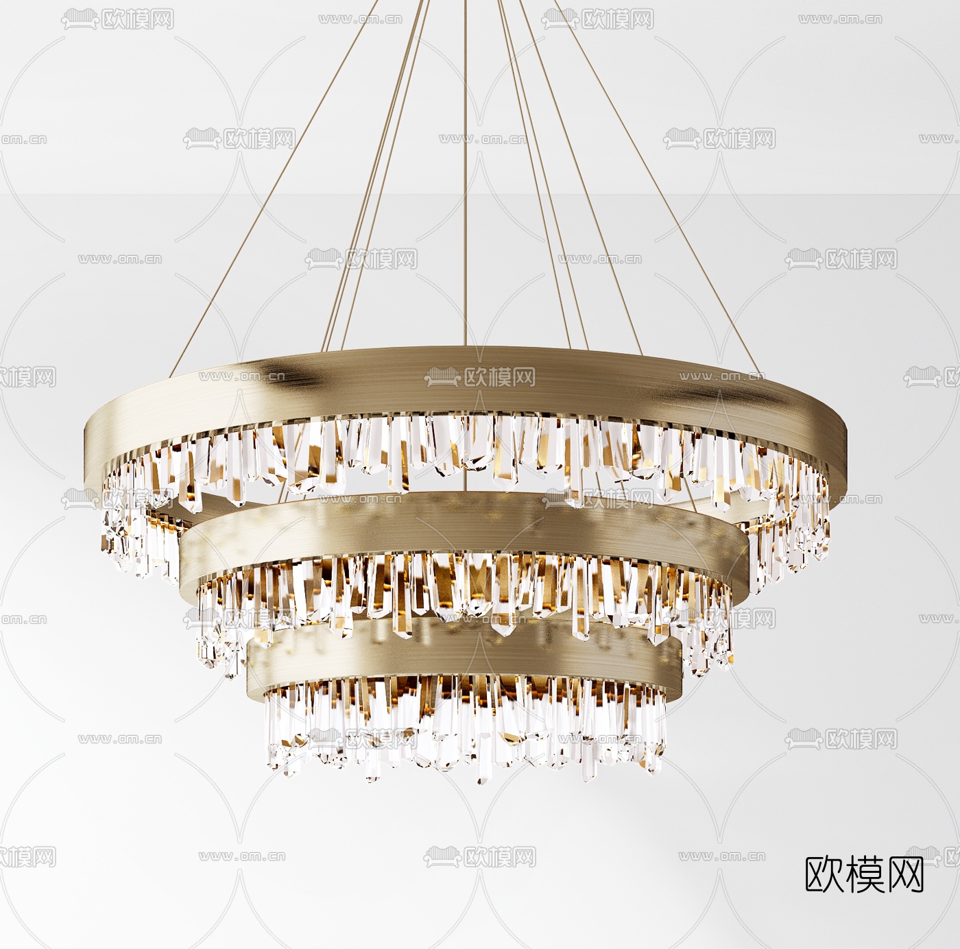 现代金属多层水晶吊灯3d模型下载