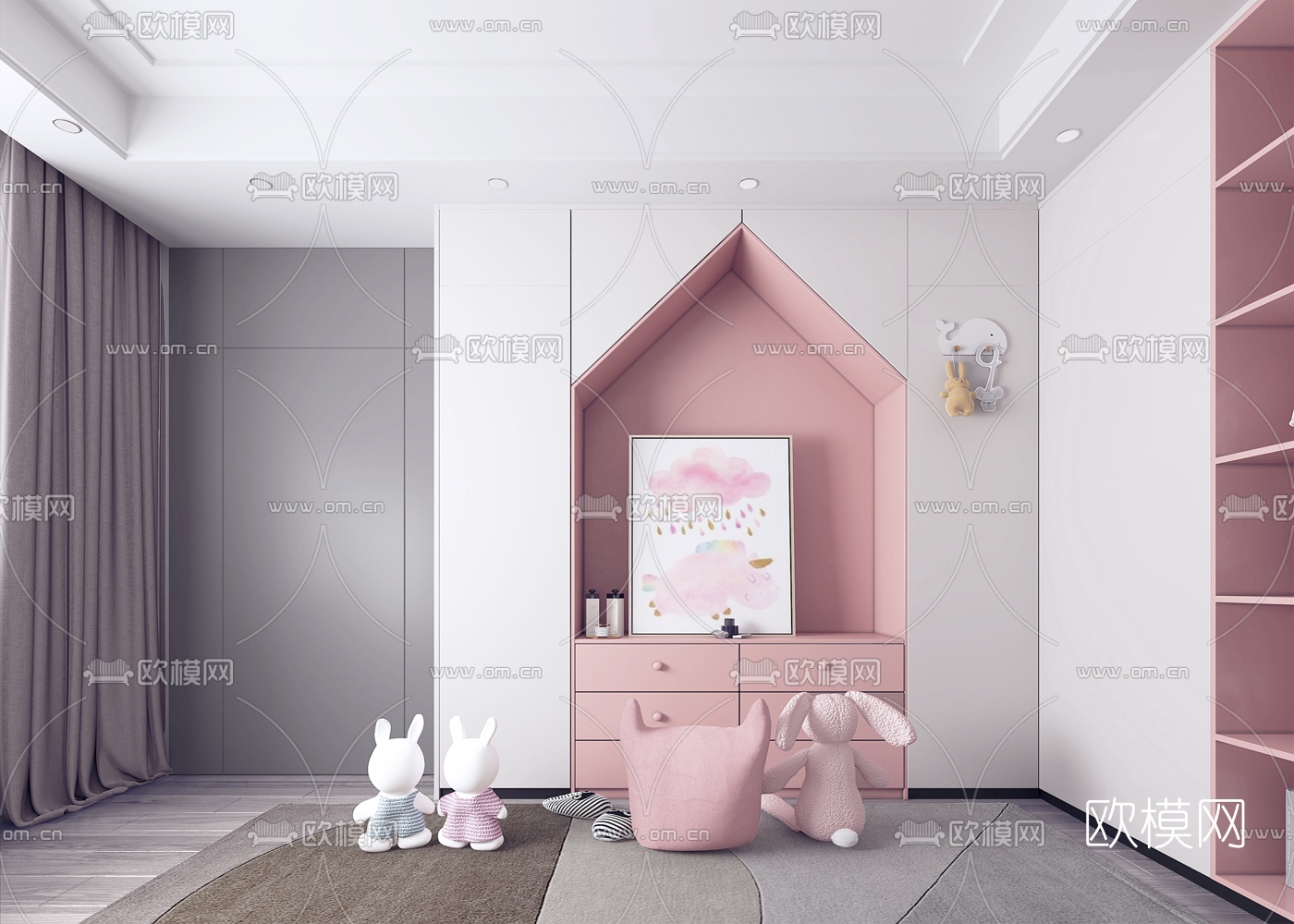 现代女儿房卧室3d模型