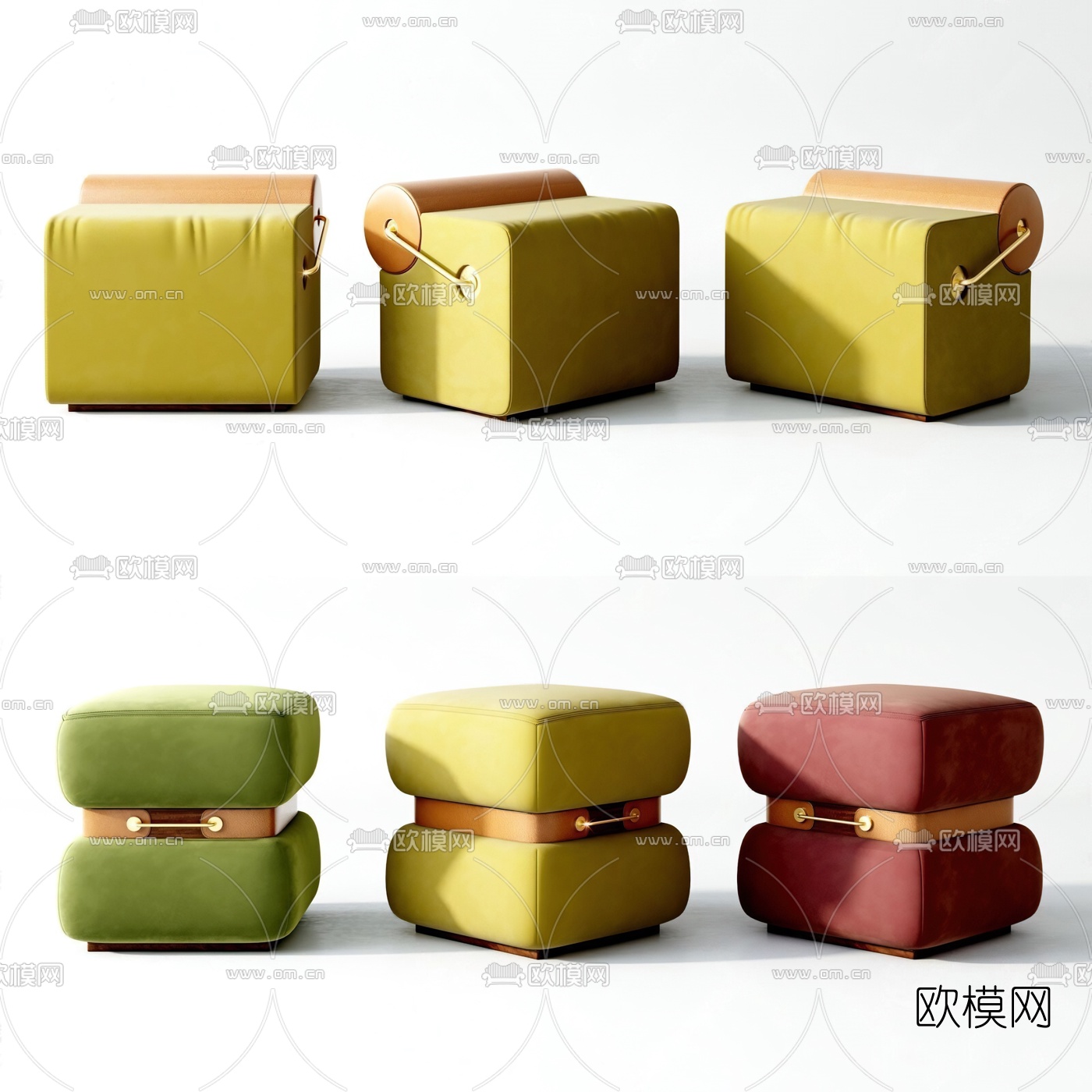 现代布艺凳子脚踏3d模型