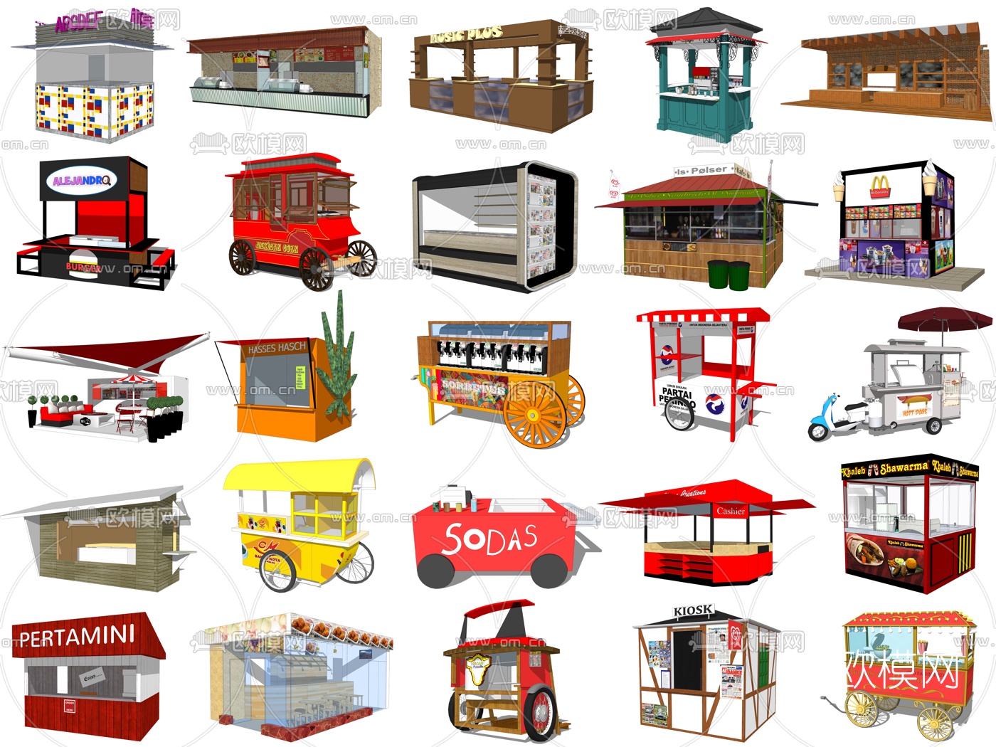 现代售卖亭小卖铺su模型下载（渲染图3）